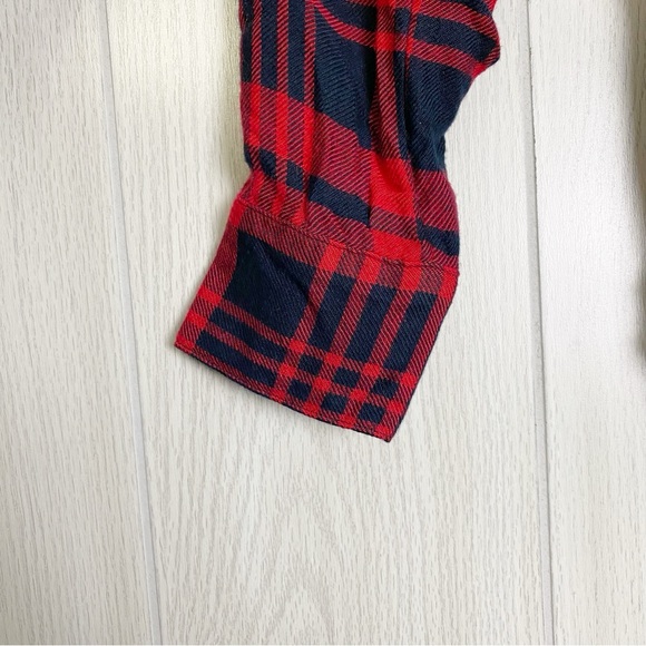 Cabi | Lodge Ruffle Red & Black Plaid Button Down Shirt Size XS - Picture 13 of 14